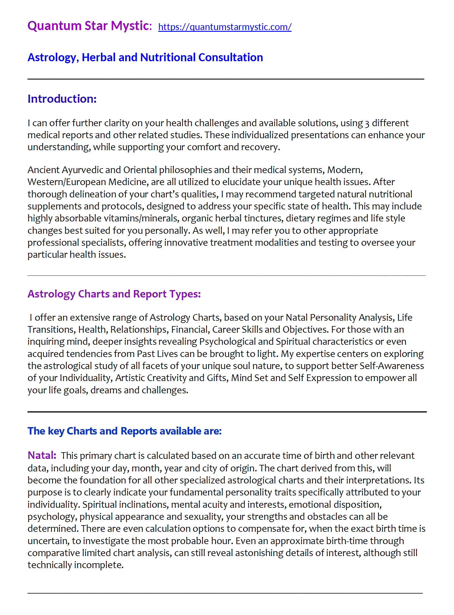 Astrology Charts QUANTUM STAR MYSTIC